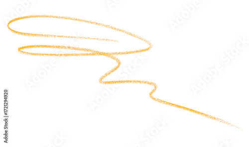 Hand drawn yellow pencil lines, circles, stripes and squiggly lines on a transparent background.