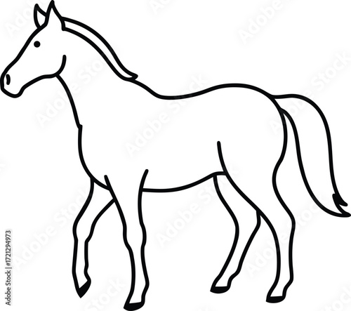 horse vector illustration with mane and tail