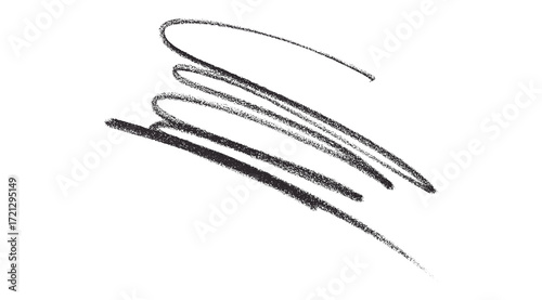 Hand drawn black pencil lines, circles, stripes and squiggly lines on transparent background.
