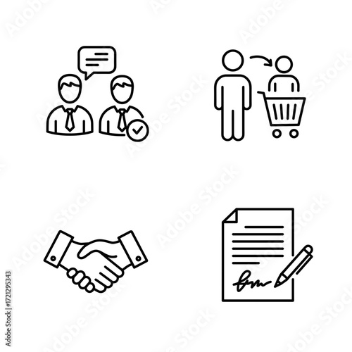 Collection of Insurance themed icons, including Agent, Customer, Handshake, Contract