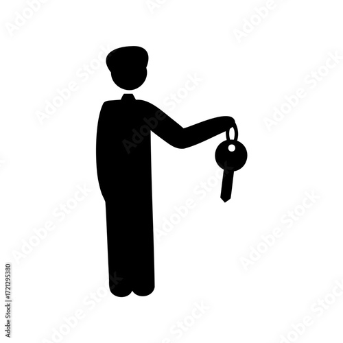 Silhouette of a man offering a key, symbolizing opportunity and security