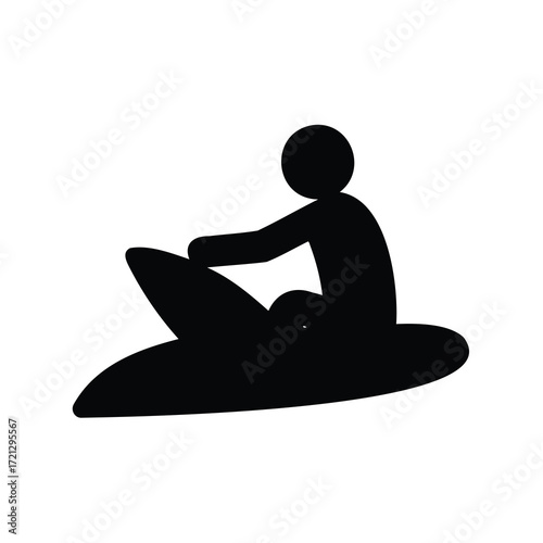 Simple Black Silhouette of a Person Riding a Jet Ski on Water