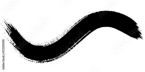 Black ink brush stroke zigzag vector design element for grunge texture. make-up cosmetic mascara brush stroke on white. Watercolor brush stroke isolated.