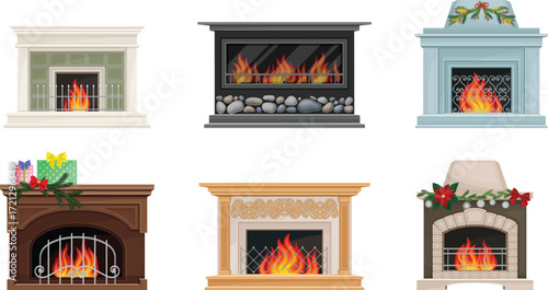 fireplace with christmas decorations