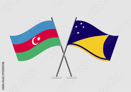 Azerbaijan and Tokelau vector flags illustration of mutual respect