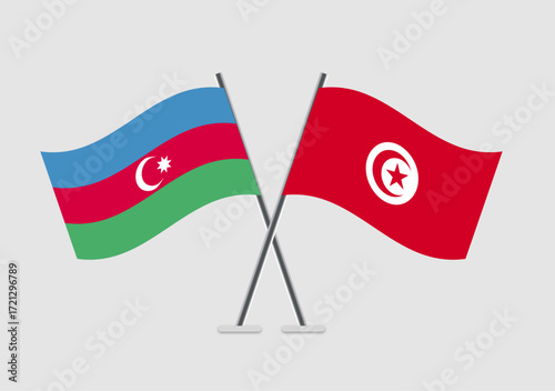 Azerbaijan and Tunisia vector flags simple and professional illustration