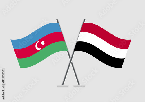Azerbaijan and Yemen vector flags presented in bilateral context