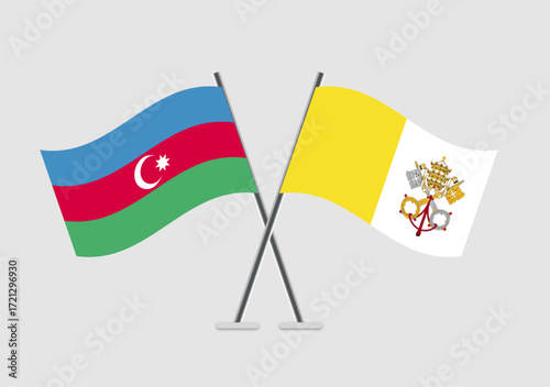 Azerbaijan and Vatican City Holy See vector flags composition showing cooperation