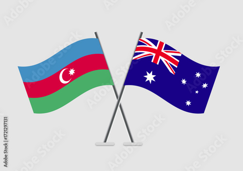Azerbaijan and Australia vector flags in modern flat illustration style