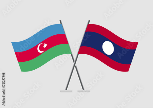 Azerbaijan and Laos vector flags artwork representing cooperation