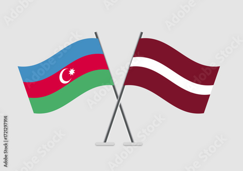 Azerbaijan and Latvia vector flags in geometric 2D vector form
