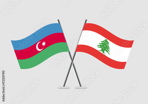 Azerbaijan and Lebanon vector flags showing dual-country harmony