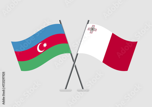Azerbaijan and Malta vector flags with balanced layout concept