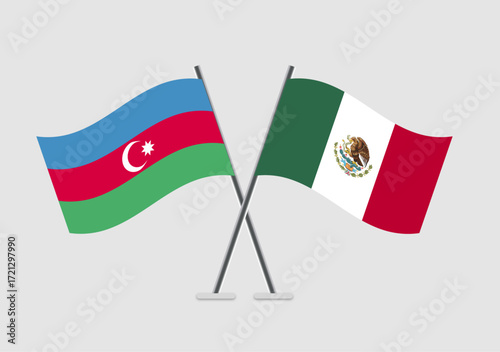 Azerbaijan and Mexico vector flags flat vector artwork concept
