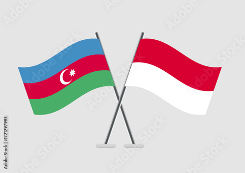 Azerbaijan and Monaco vector flags visual for thematic decor