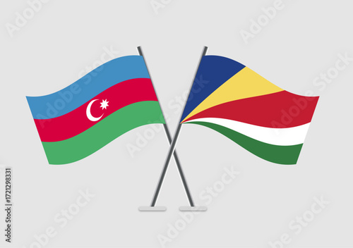 Azerbaijan and Seychelles vector flags vector format with formal layout