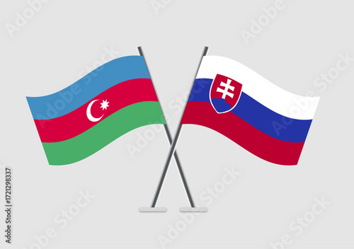 Azerbaijan and Slovakia vector flags in polished cross-flag design
