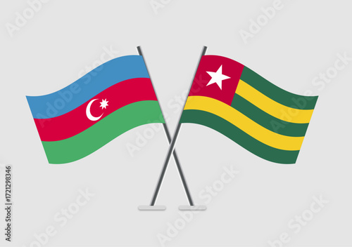 Azerbaijan and Togo vector flags with simple crossing alignment