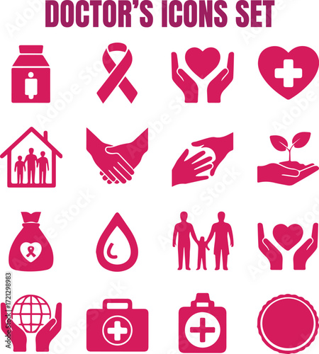 Medical care and support icons healthcare family