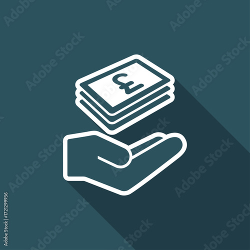 Giving pounds banknotes - Minimal icon