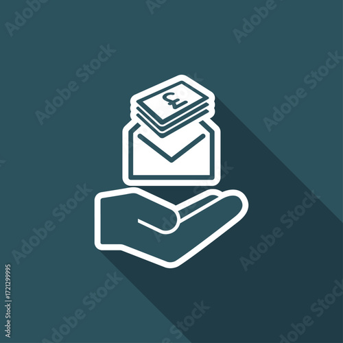 Give envelope with stering banknotes - Minimal icon