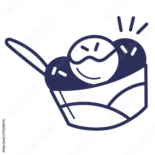 Delicious Ice Cream Sundae with Spoon and Toppings.