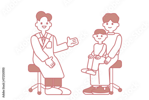 医師の説明を受ける父親と子供