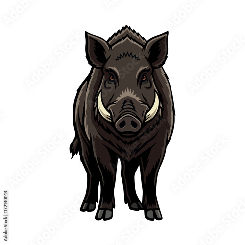 vector of a wild boar with a white background