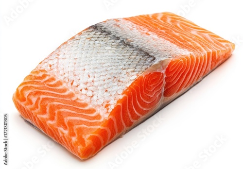 Fresh Raw Salmon Fillet on White Background for Culinary Use