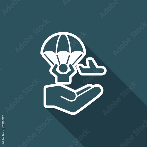 Parachutist jumping from the airplane - Minimal icon
