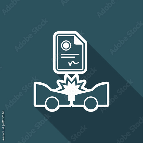 Car crash document - Vector flat icon
