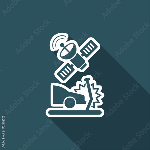 Satellite protection for car crashes - Vector web icon