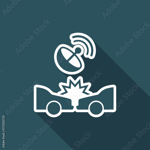 Satellite protection for car crashes - Vector web icon