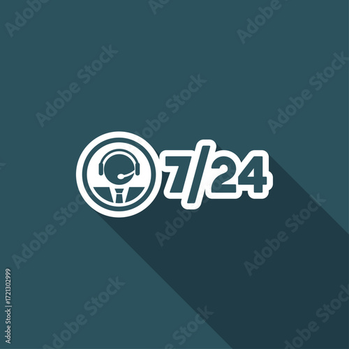 Phone assistance 7/24 - Vector web icon