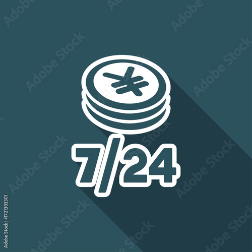 Banking services 7/24 - Vector flat icon