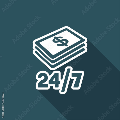 Banking services 7/24 - Vector flat icon