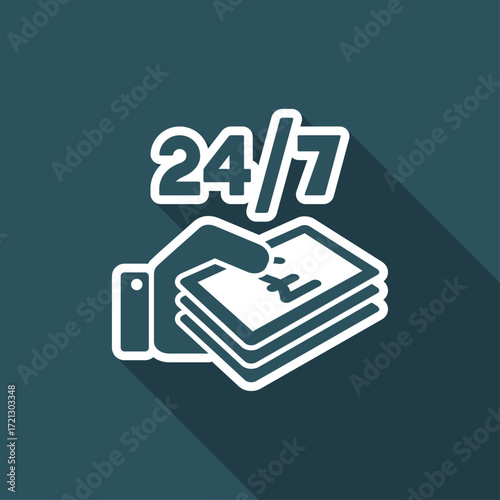Pay services 24/7 - Sterling - Vector web icon