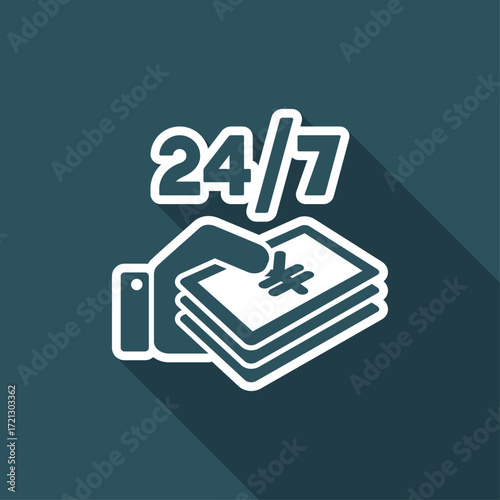 Pay services 24/7 - Yen - Vector web icon