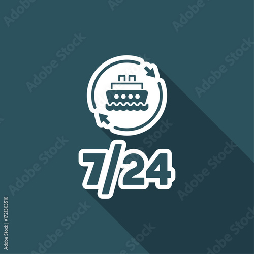 Ship services 7/24 - Vector web icon