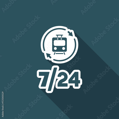 Train services 7/24 - Vector web icon