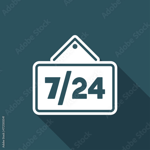 7/24 services signboard - Vector web icon