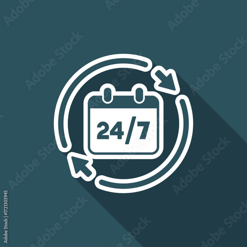 7/24 availabile services - Vector web icon