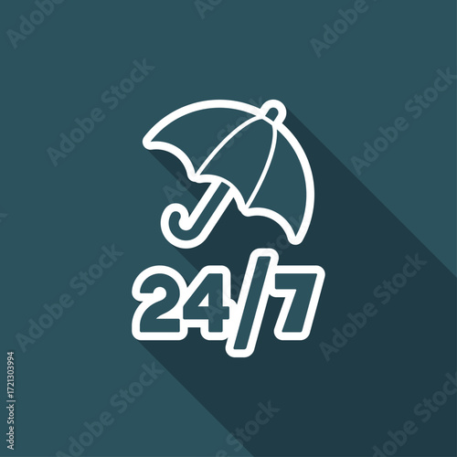 Steady protection services 24/7 - Vector web icon