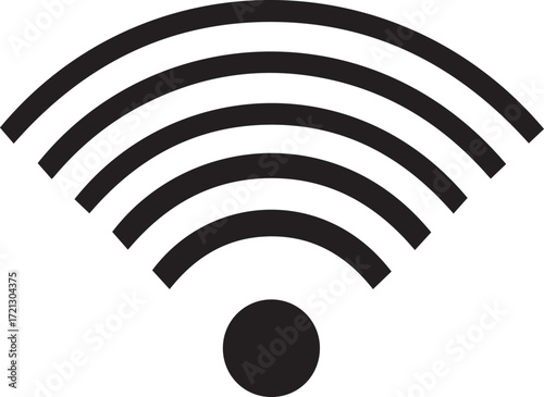 Black Wi- Fi Signal Icon with Five Arcs wifi wireless