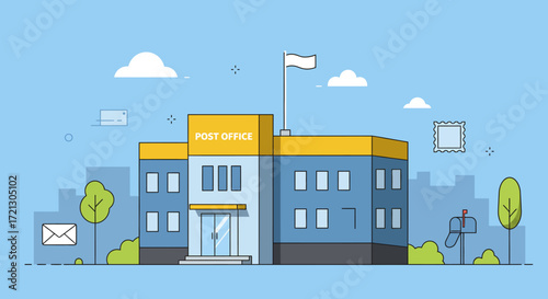 Post Office Building Delivering Mail and Services in the City