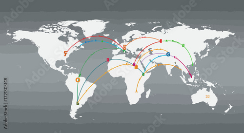 International business routes and global network connections
