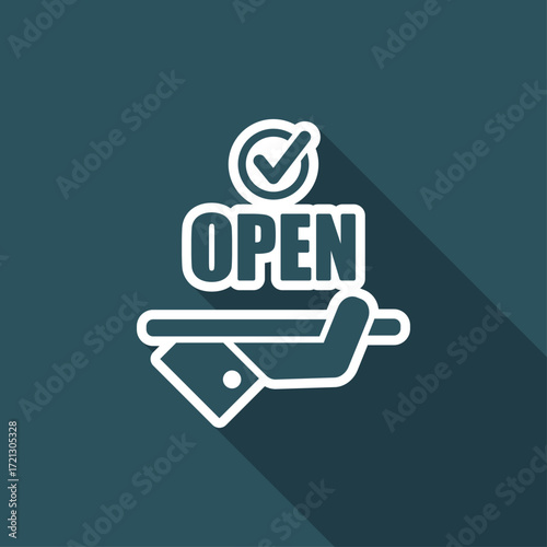Full time open - Shop services 7/24 - Vector web icon