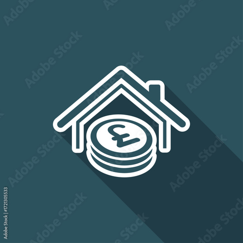 Real estate - Home cost - Vector web icon