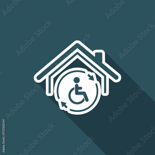 Residential handicap full assistance - Vector web icon