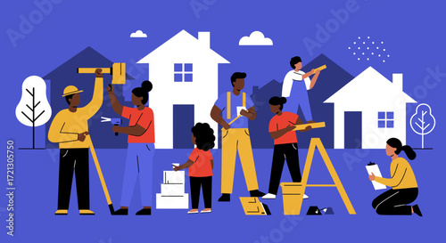 Community Construction Project Building Homes Together